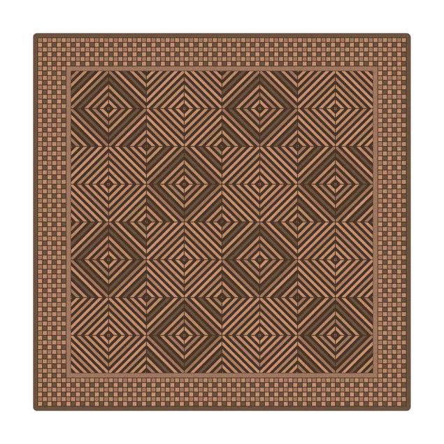 Cork mat - Geometrical Tiles Vortex Grey With Mosaic Frame - Square 1:1