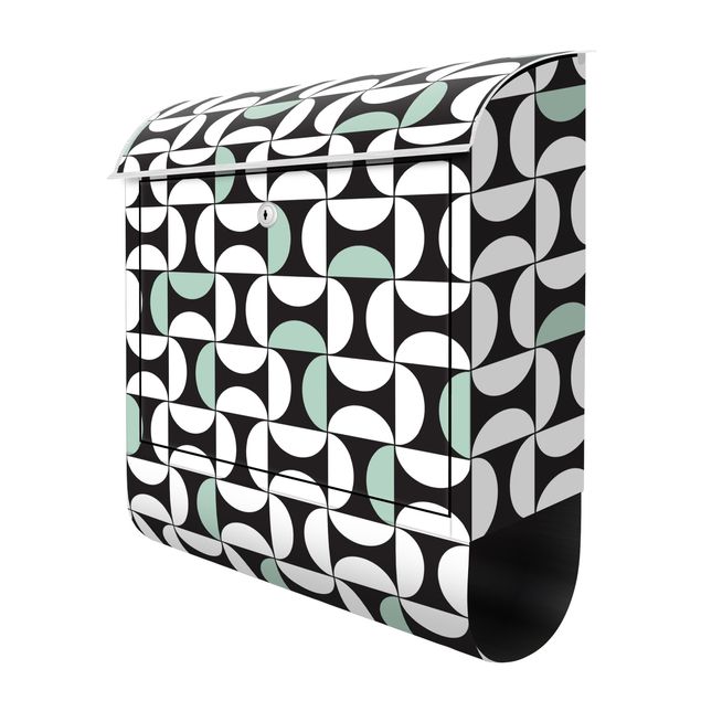 Letterbox - Geometrical Tile Arches Mint Green With Border
