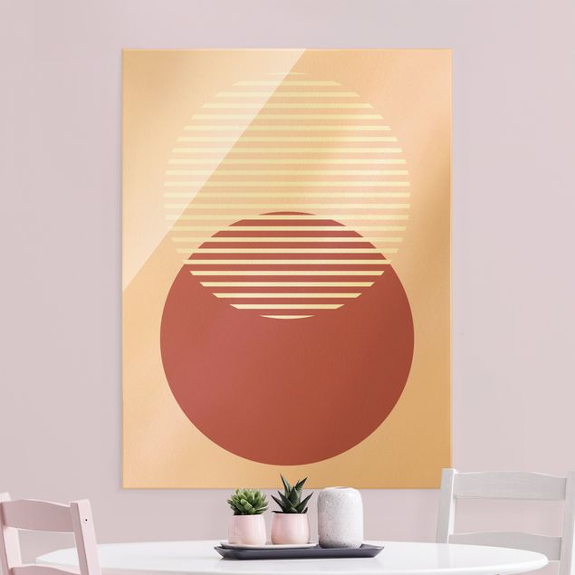 Glass print - Geometrical Shapes - Circles Pink - Portrait format