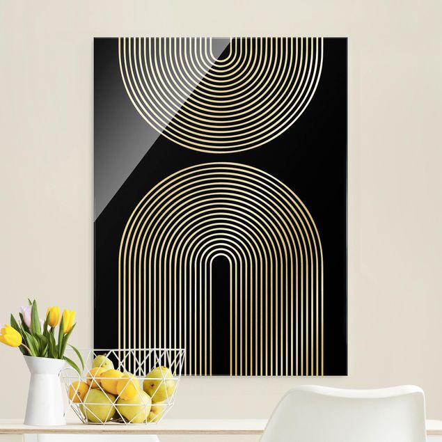 Glass print - Geometrical Shapes - Rainbows Black And White - Portrait format