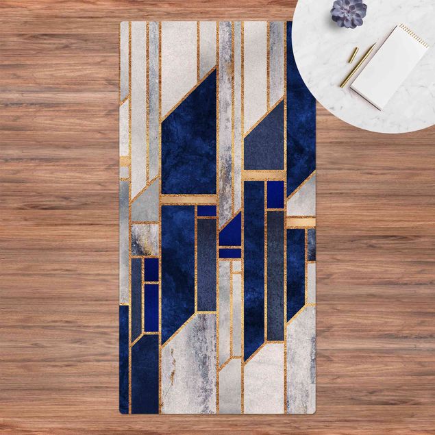 kitchen runner rugs Geometric Shapes With Gold