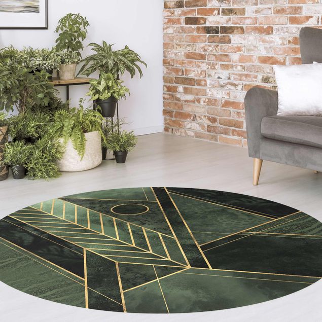 contemporary rugs Geometric Shapes Emerald Gold