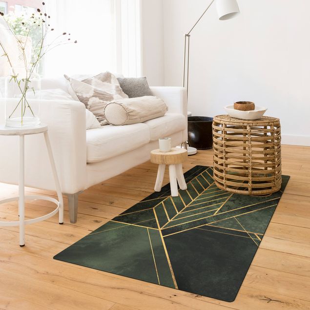contemporary rugs Geometric Shapes Emerald Gold