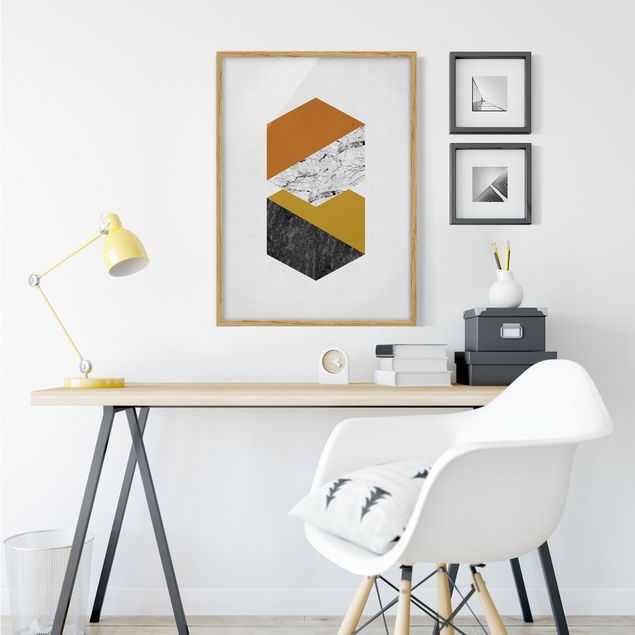 Framed poster - Geometrical Hexagons