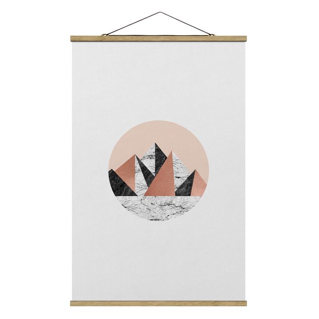 Fabric print with poster hangers - Geometrical Landscape In A Circle - Portrait format 2:3