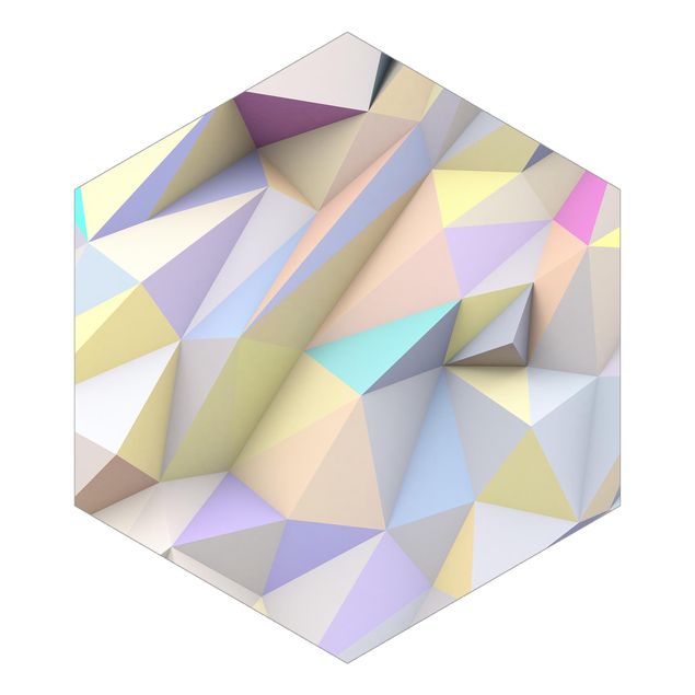 Self-adhesive hexagonal pattern wallpaper - Geometrical Pastel Triangles In 3D