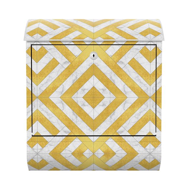 Letterbox - Geometrical Tile Mix Art Deco Gold Marble
