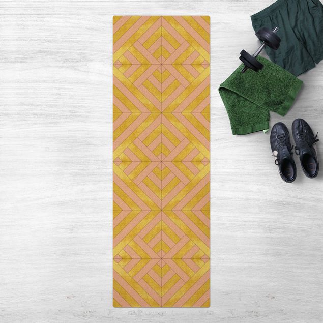 Runner rugs Geometrical Tile Mix Art Deco Gold