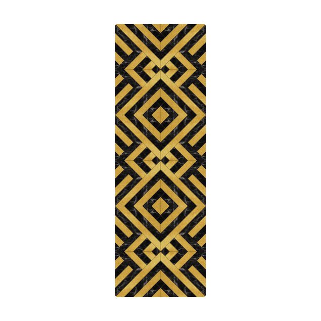 Large rugs Geometrical Tile Mix Art Deco Gold Black Marble
