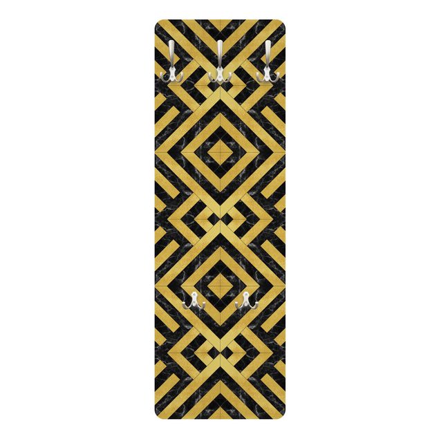 Coat rack modern - Geometrical Tile Mix Art Deco Gold Black Marble