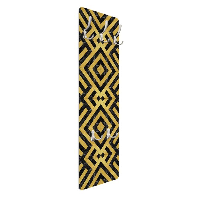 Coat rack modern - Geometrical Tile Mix Art Deco Gold Black Marble