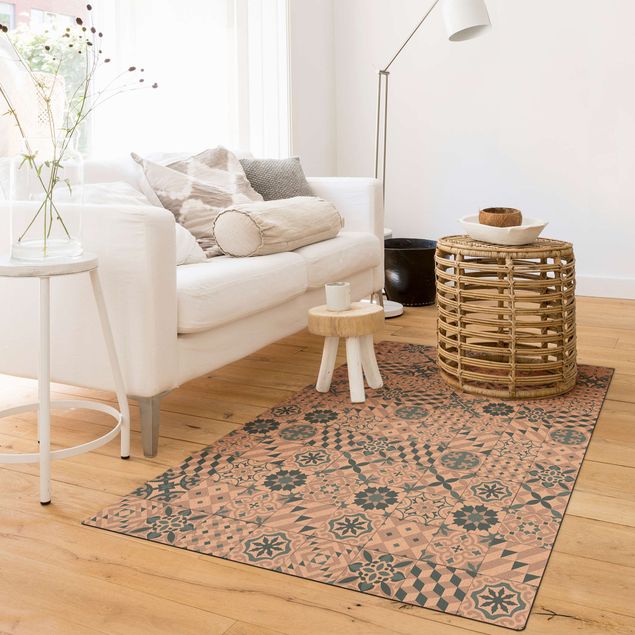 Modern rugs Geometrical Tile Mix Blue Grey
