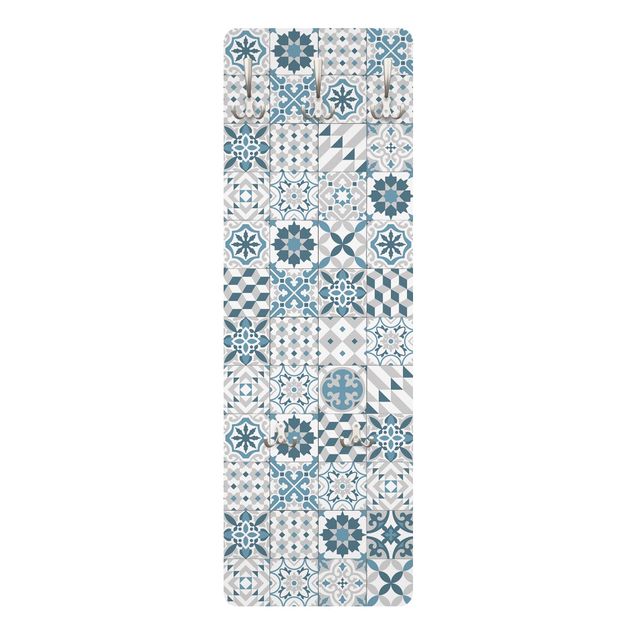 Coat rack patterns - Geometrical Tile Mix Blue Grey