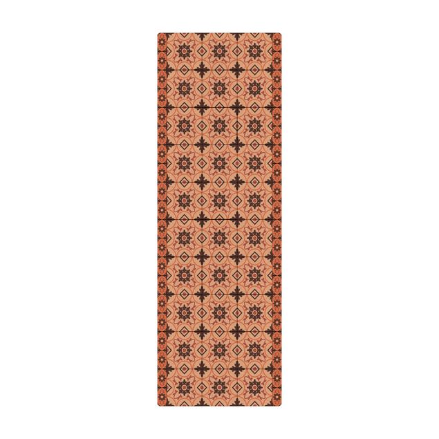large area rugs Geometrical Tile Mix Flower Orange