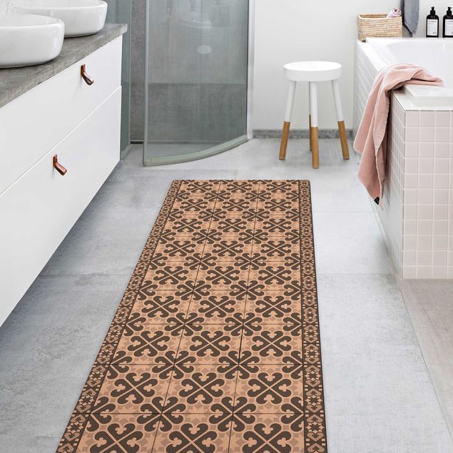tile effect rug Geometrical Tile Mix Hearts Grey