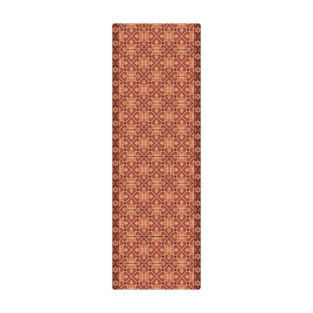 large area rugs Geometrical Tile Mix Hearts Orange