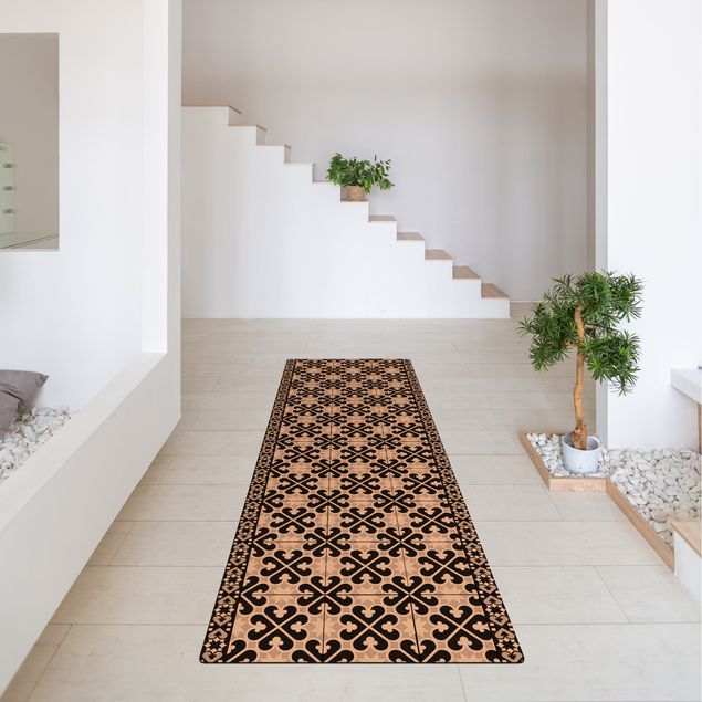 tile effect rug Geometrical Tile Mix Hearts Black