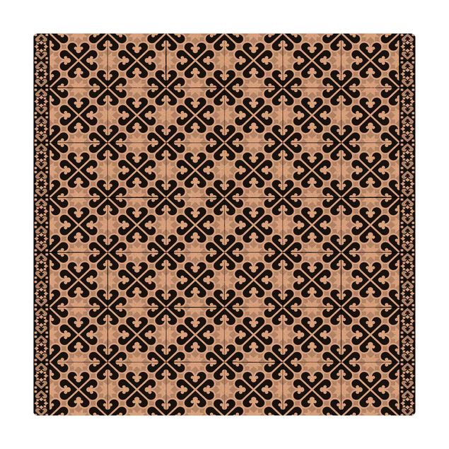 Cork mat - Geometrical Tile Mix Hearts Black - Square 1:1