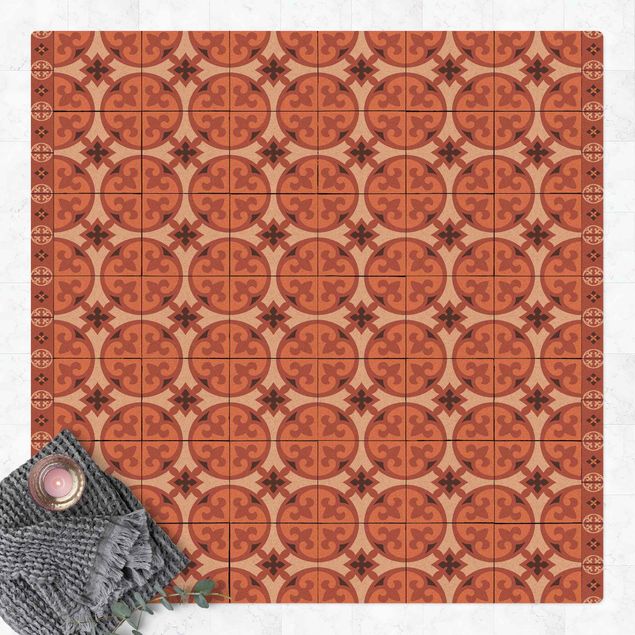 rug tile pattern Geometrical Tile Mix Circles Orange