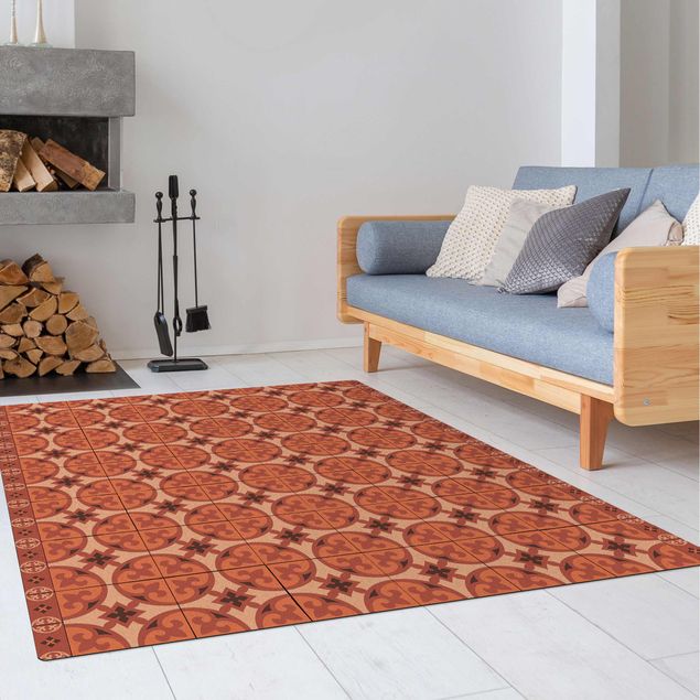 contemporary rugs Geometrical Tile Mix Circles Orange