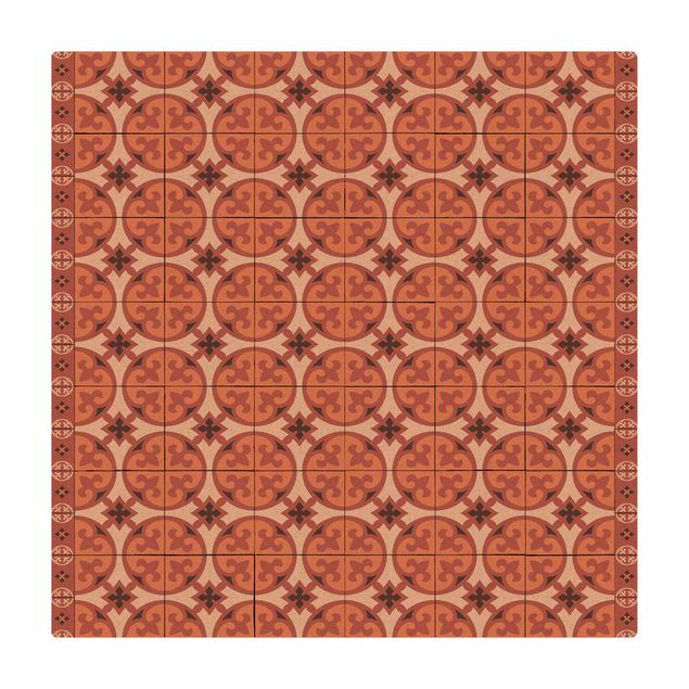 Cork mat - Geometrical Tile Mix Circles Orange - Square 1:1