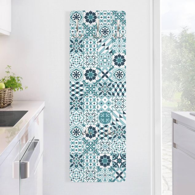 Coat rack patterns - Geometrical Tile Mix Turquoise