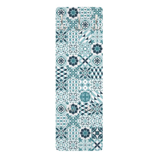 Coat rack patterns - Geometrical Tile Mix Turquoise
