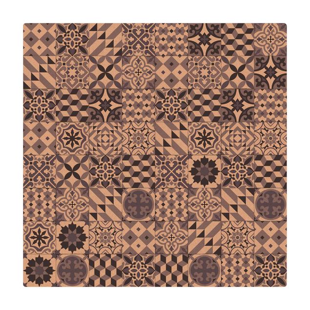 Cork mat - Geometrical Tile Mix Purple - Square 1:1