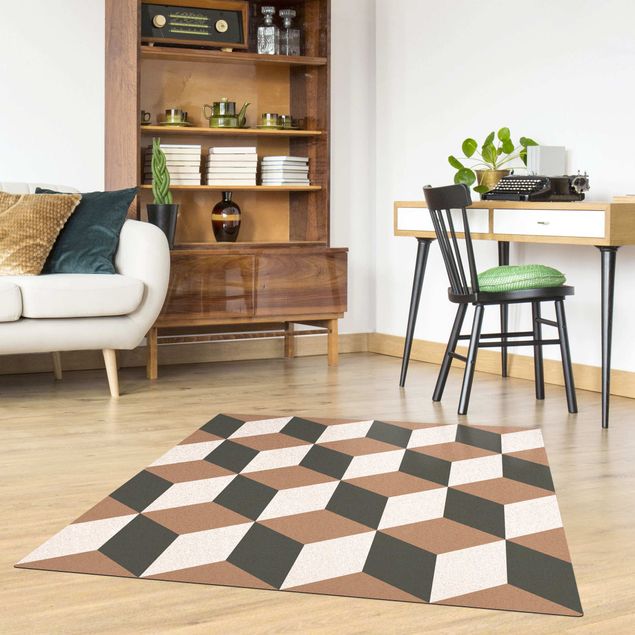 Modern rugs Geometrical Tile Mix Cubes Blue Grey