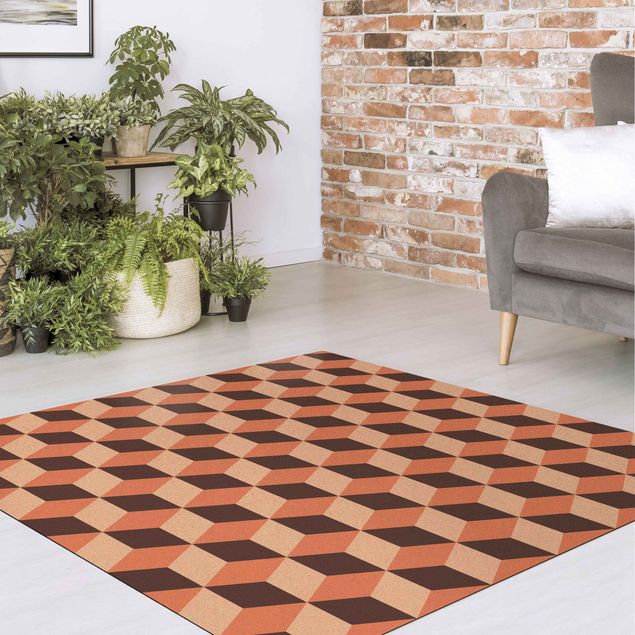 modern area rugs Geometrical Tile Mix Cubes Orange