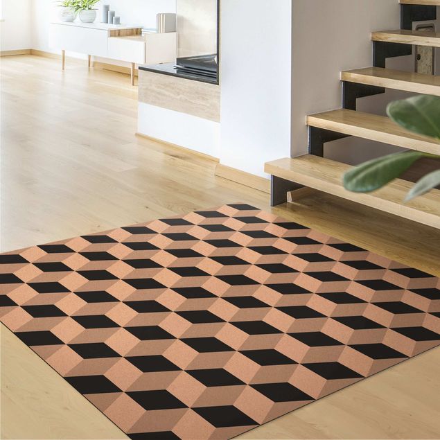 Black and white rugs Geometrical Tile Mix Cubes Black