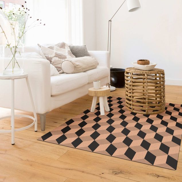 Modern rugs Geometrical Tile Mix Cubes Black