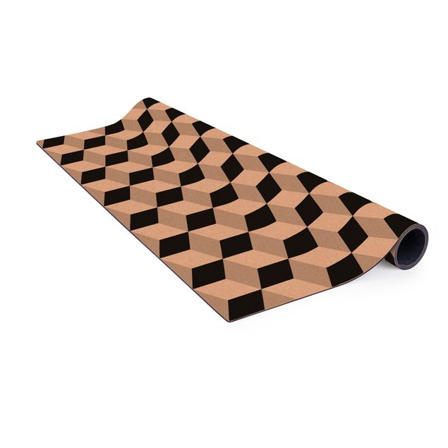 Dining room rugs Geometrical Tile Mix Cubes Black