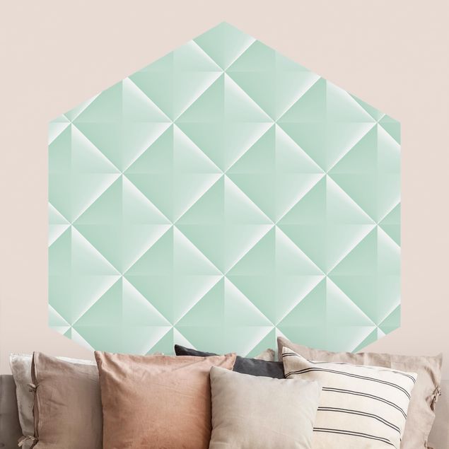Wallpapers Geometric 3D Diamond Pattern In Mint