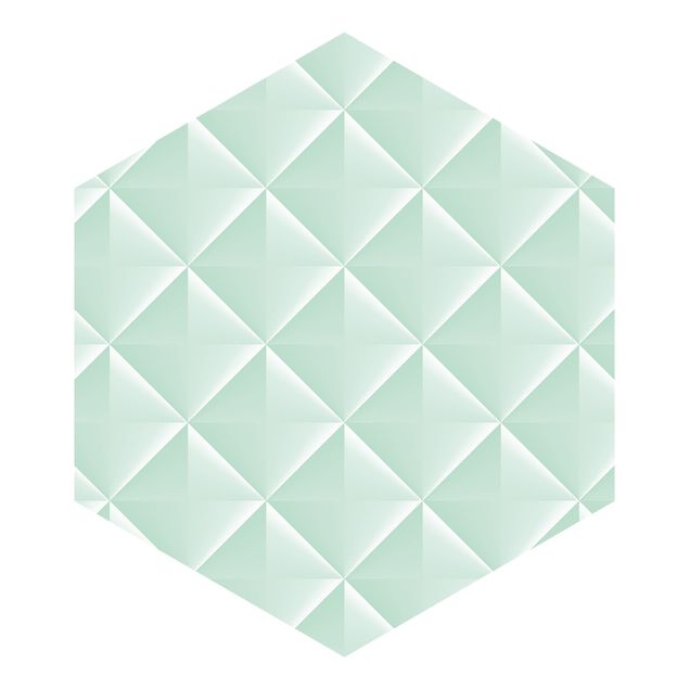 Self-adhesive hexagonal pattern wallpaper - Geometric 3D Diamond Pattern In Mint