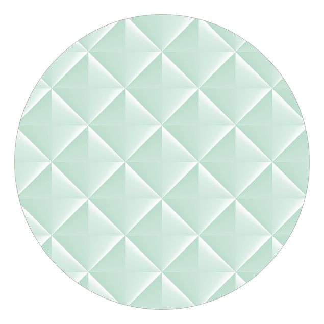 Self-adhesive round wallpaper - Geometric 3D Diamond Pattern In Mint