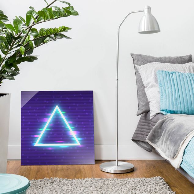 Glass print - Geometrical Triangle In Neon Colours