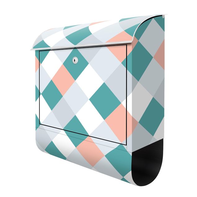 Letterbox - Geometrical Pattern Rotated Chessboard Apricot