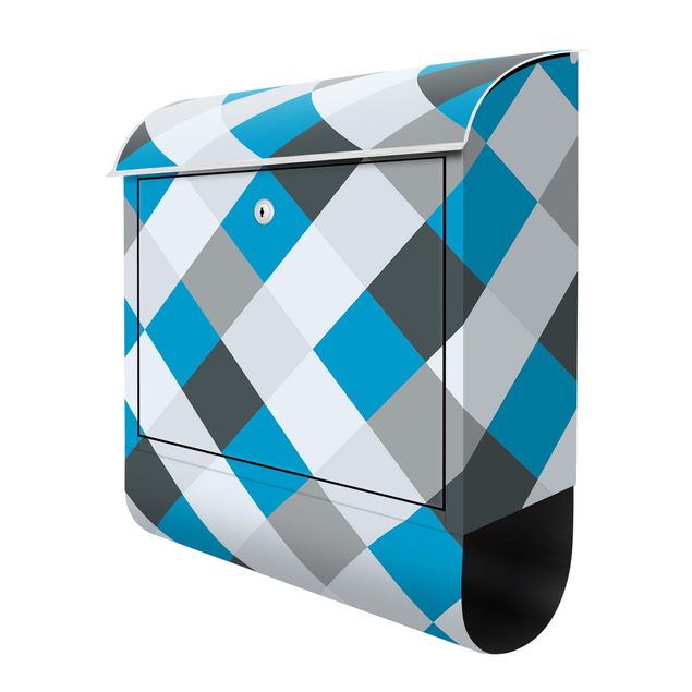 Letterbox - Geometrical Pattern Rotated Chessboard Blue