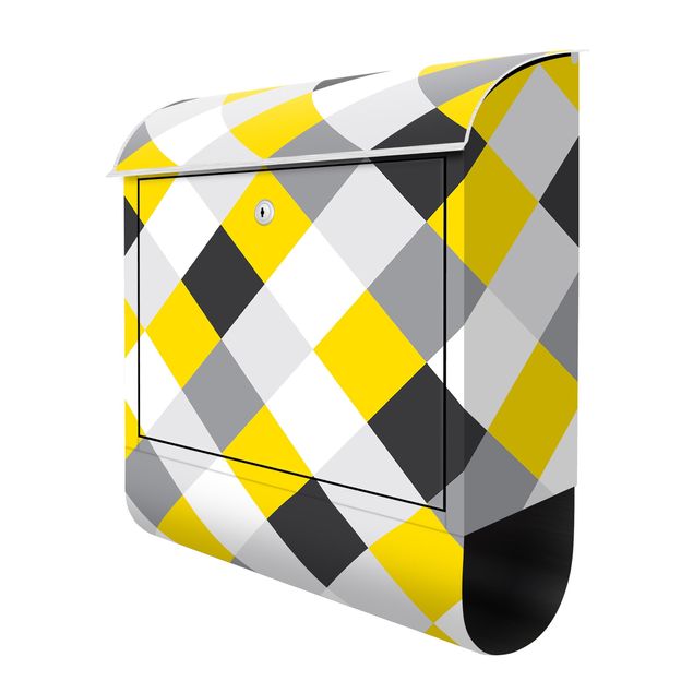 Letterbox - Geometrical Pattern Rotated Chessboard Yellow