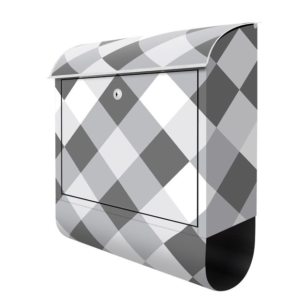 Letterbox - Geometrical Pattern Rotated Chessboard Grey
