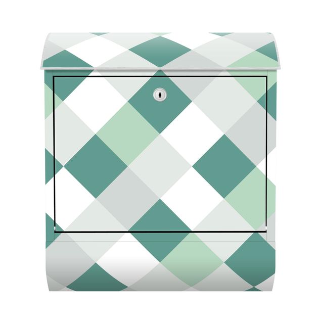 Letterbox - Geometrical Pattern Rotated Chessboard Green