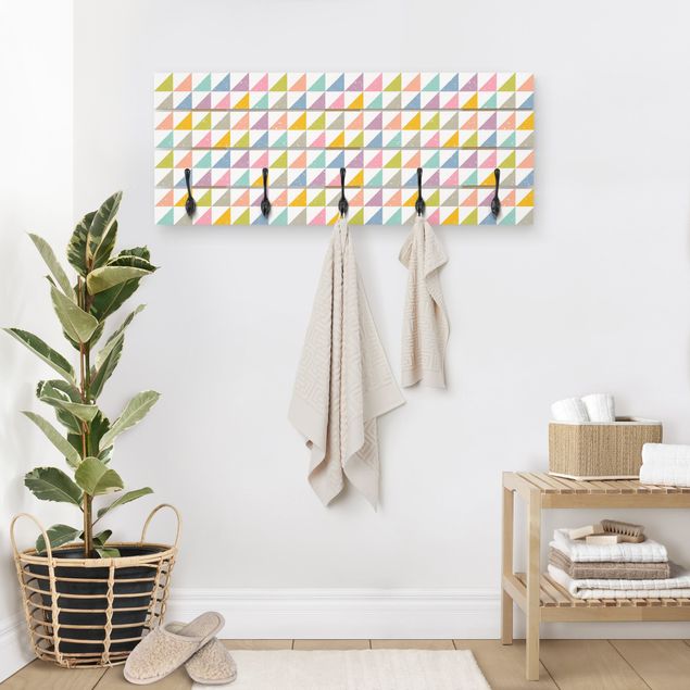 Wooden coat rack - Geometrical Pattern With Triangles Colourful