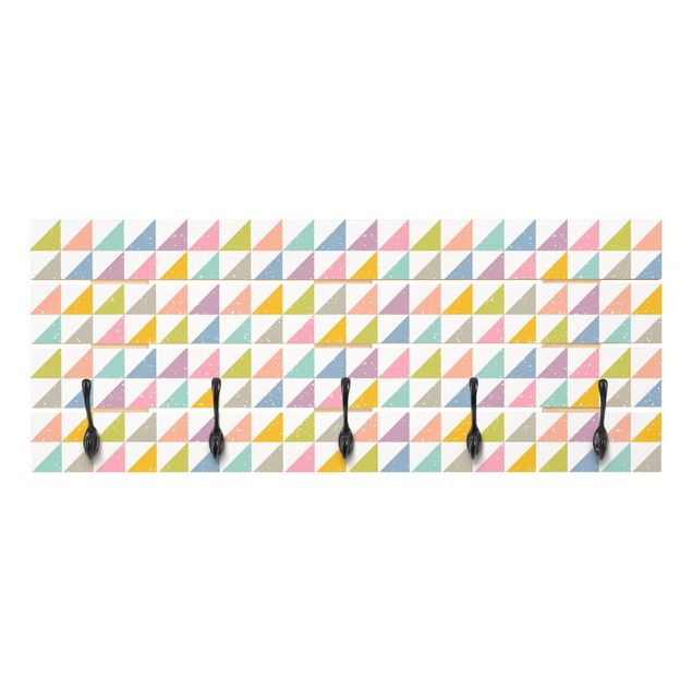 Wooden coat rack - Geometrical Pattern With Triangles Colourful