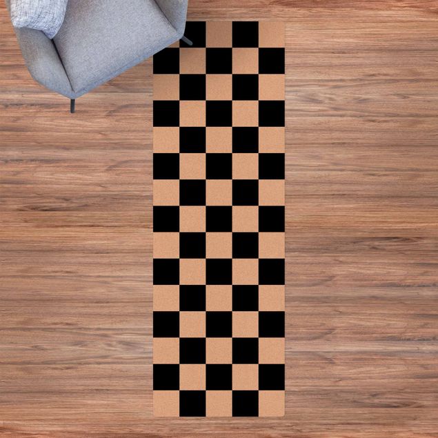 kitchen runner rugs Geometrical Pattern Chessboard Black And White