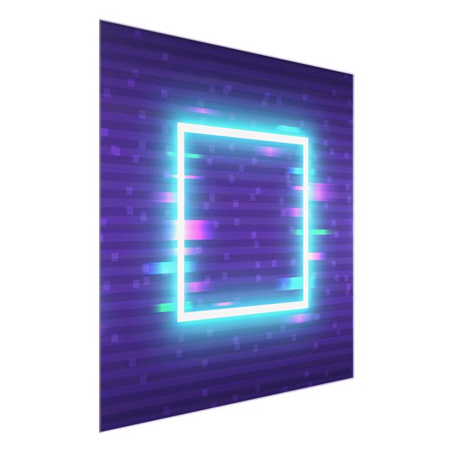 Glass print - Geometrical Square In Neon Colours