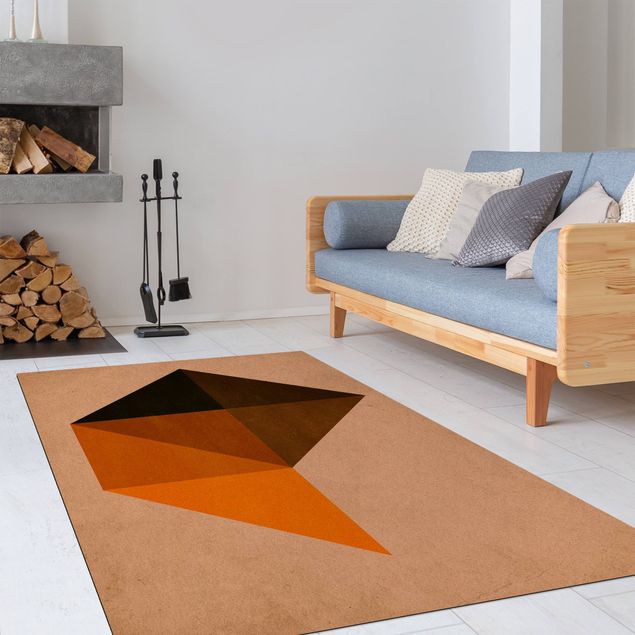 orange area rug Geometrical Trapezoid