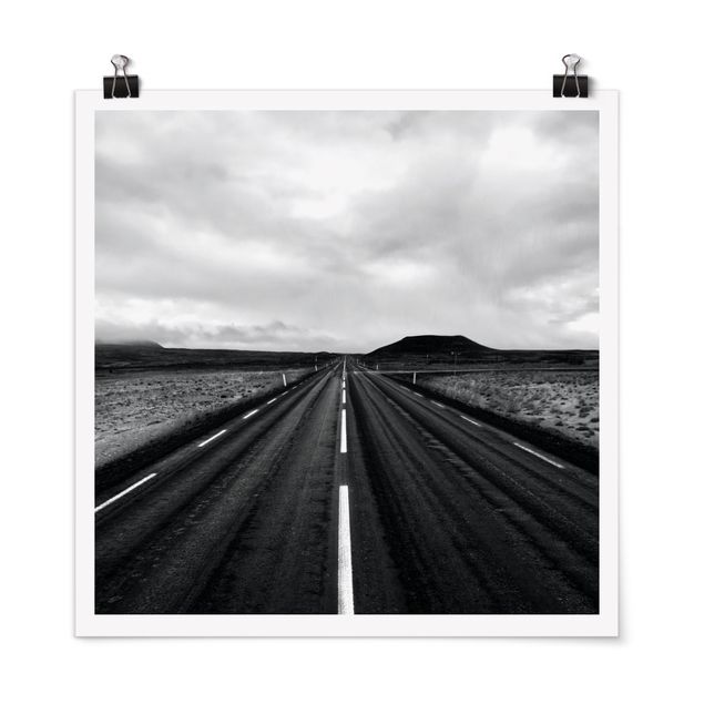 Poster - Straight Road In Iceland