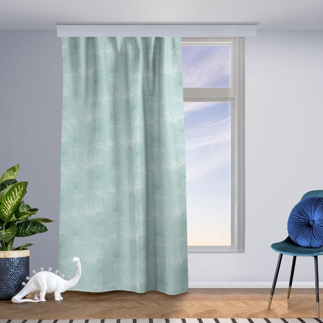 contemporary curtains Geranium Pattern - Pastel Mint Green