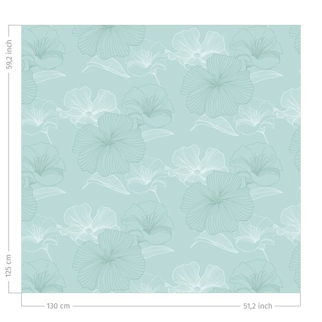 floral drapes Geranium Pattern - Pastel Mint Green